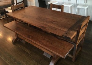 Kitchen Table w/ Bench & Chairs, Dining Room Table, Large Harvest Table, Farmhouse Table, Rustic Kitchen Furniture, Skaggs Creek Wood Shop